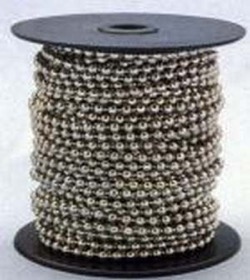 METER KUGLEKÆDE Ø 3.2mm FORNIKLET MESSING, 250M SPOLE