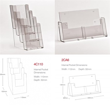 A6 FLERRUMS BROCHUREHOLDER TIL BORD/VÆG