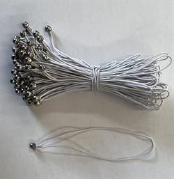 Elastik i loop m. 4,8mm. kugle i hvid