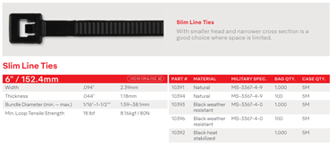 6" (152.4MM) SLIM LINE KABELBINDER 